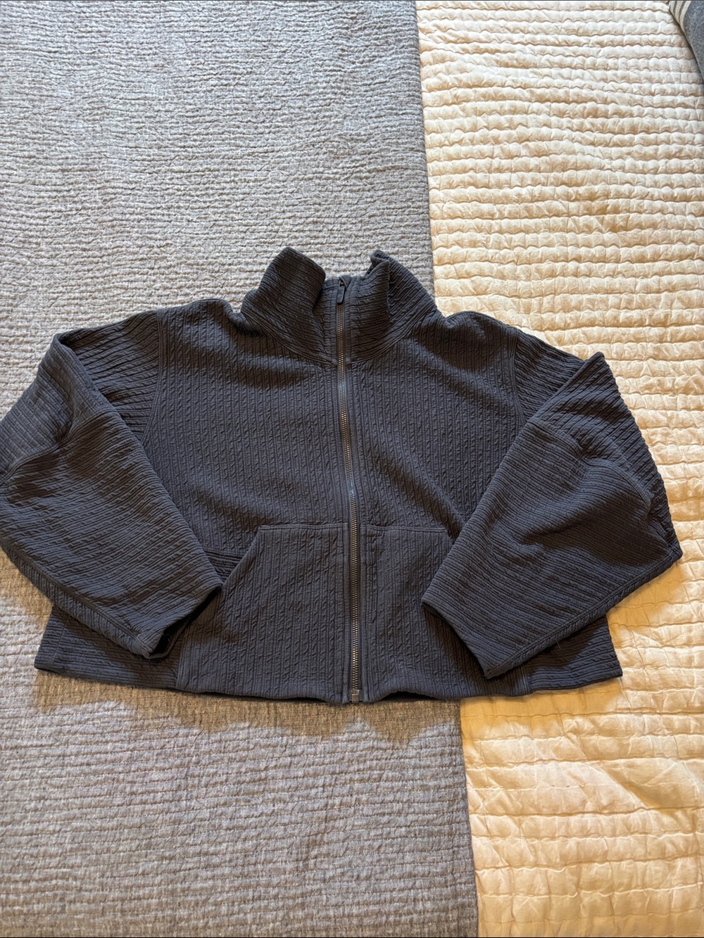 Lululemon Textured Black Zip-Front Cropped Jacket